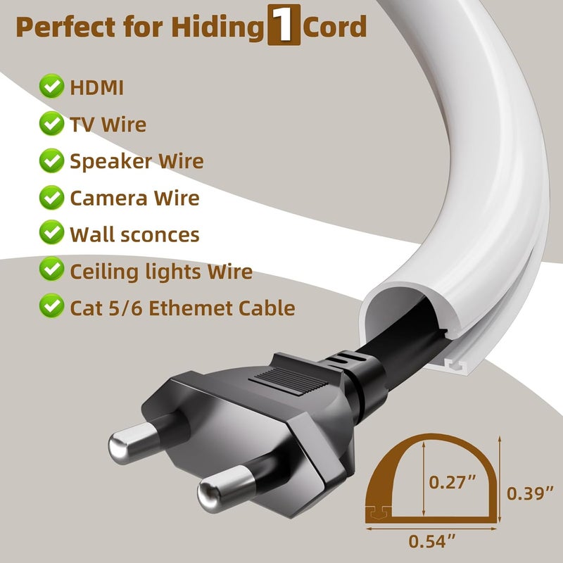 KAYLEINSTER 78”Cord Hider for Wall Mounted TV,Adhesive One-Cord Cable Hider for Wall,Cord Covers Raceway Kit for Wires Hider,Flexible Silicone Cable Concealer for Home Office,W 0.54”× H 0.39” - Image 3